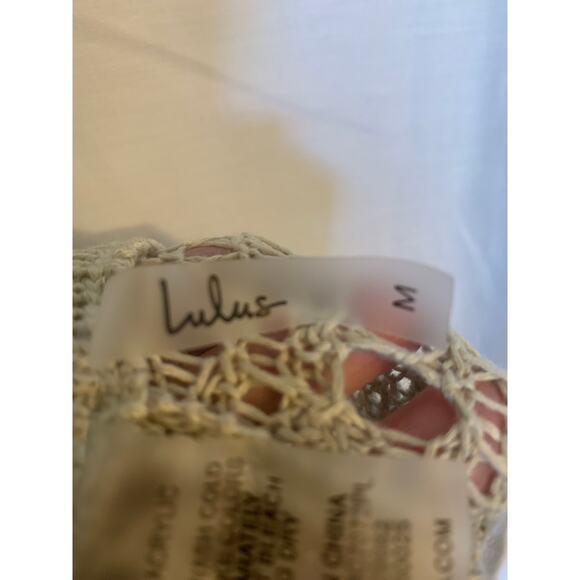 LuLu's Balmy Breeze Size Medium Crochet High waist Pants Beige - Picture 7 of 7